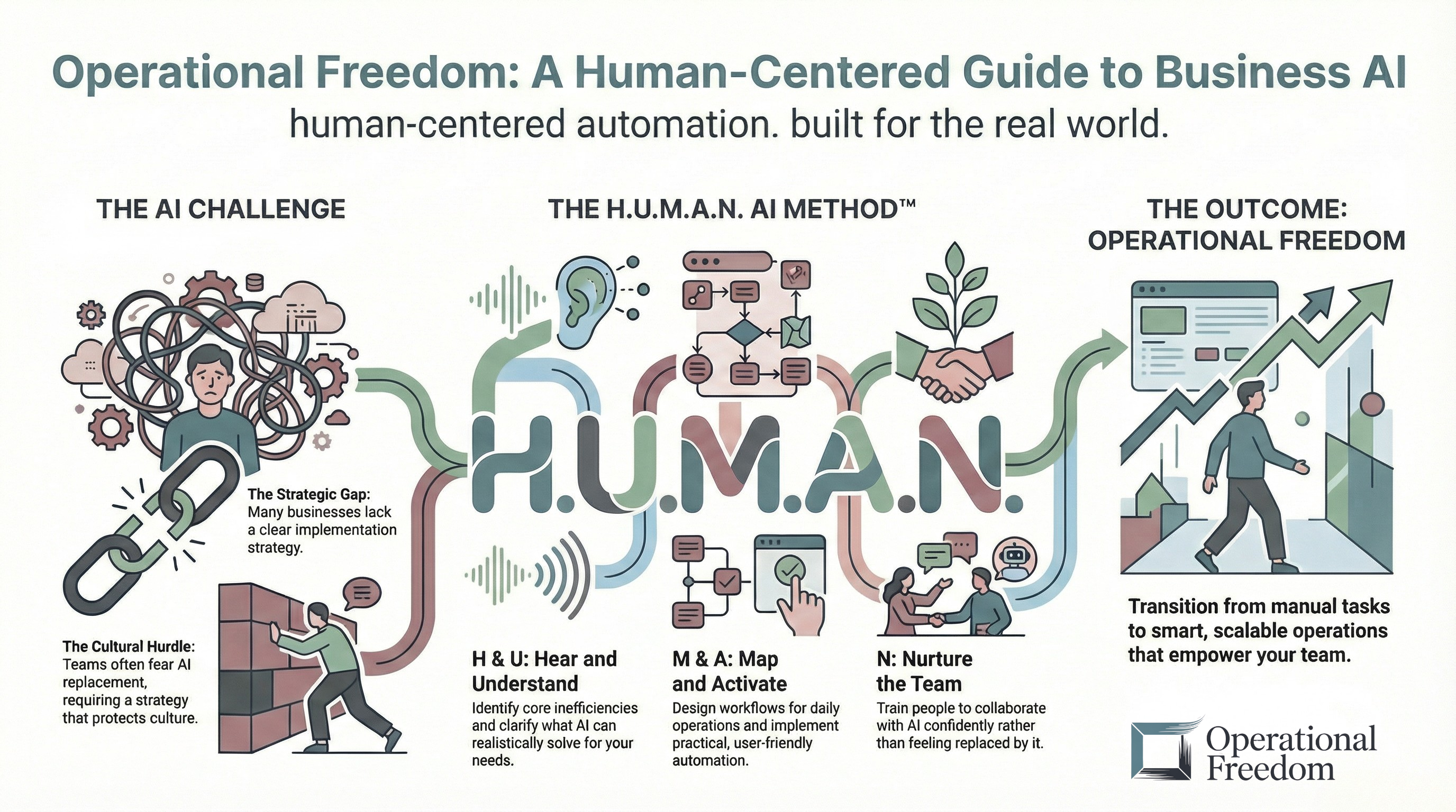 The H.U.M.A.N. Framework — Operational Freedom Engine infographic